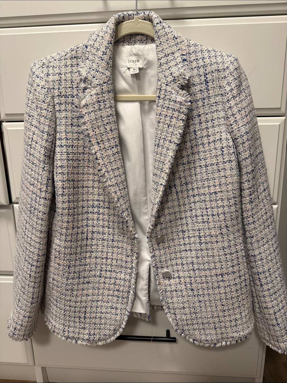 J. Crew Women's Tweed Blazer in Cream and Blue Check